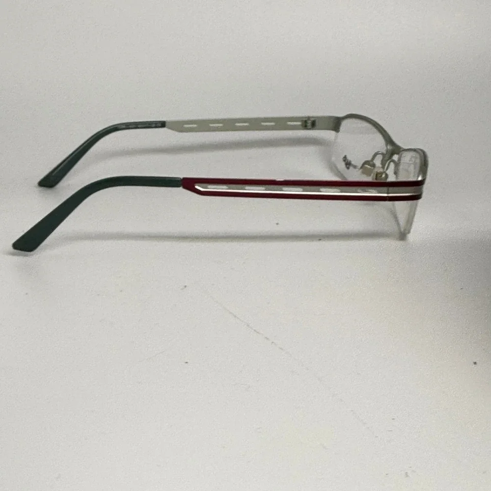 Prodesign Denmark 1208 c.4021 Red Silver Semi Rimless Eyeglasses 52-17-130